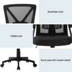 Artiss 2x Mesh Office Chair Mid Back Black - Image 6