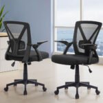 Artiss 2x Mesh Office Chair Mid Back Black - Image 7