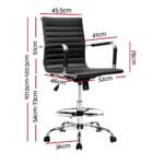 Artiss Office Chair Drafting Stool Leather Chairs Black - Image 2
