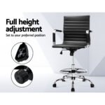 Artiss Office Chair Drafting Stool Leather Chairs Black - Image 4