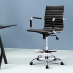 Artiss Office Chair Drafting Stool Leather Chairs Black - Image 7