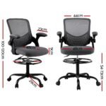 Artiss Office Chair Drafting Chairs Stool Computer Desk Studios Mesh Grey - Image 2