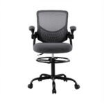 Artiss Office Chair Drafting Chairs Stool Computer Desk Studios Mesh Grey - Image 3