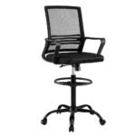 Artiss Office Chair Drafting Chairs Stool Computer Desk Studios Mesh Black - Image 7