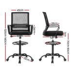 Artiss Office Chair Drafting Chairs Stool Computer Desk Studios Mesh Black - Image 2