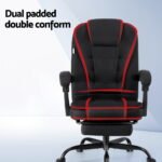 Artiss Office Chair Executive Fabric Seat Racing Computer Desk Chairs Footrest - Image 4