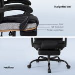 Artiss Office Chair Executive Fabric Seat Racing Computer Desk Chairs Footrest - Image 6