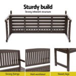 Gardeon Outdoor Garden Bench Wooden 2 Seater Lounge Chair Patio Furniture Brown - Image 5