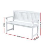 Gardeon Outdoor Garden Bench Wooden 2 Seater Lounge Chair Patio Furniture White - Image 2