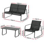 Gardeon Outdoor Sofa Set Lounge Setting Textilene Table and Chairs Garden Patio Furniture - Image 2