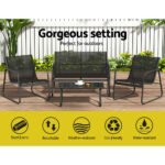 Gardeon Outdoor Sofa Set Lounge Setting Textilene Table and Chairs Garden Patio Furniture - Image 4