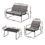 Gardeon 4PCS Outdoor Sofa Set Table and Chairs Cushion textilene Patio Furniture - Image 2