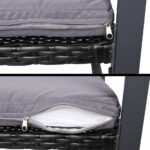 Gardeon 4 PCS Outdoor Sofa Set Rattan Furniture Glass Top Table Chairs Black - Image 7