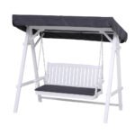Gardeon Outdoor Wooden Swing Chair Garden Bench Canopy Cushion 3 Seater White