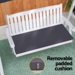 Gardeon Outdoor Wooden Swing Chair Garden Bench Canopy Cushion 3 Seater White - Image 6