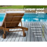 Gardeon Sun Lounge Wooden Lounger Outdoor Furniture Day Bed Wheels Patio White - Image 6