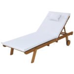 Gardeon Sun Lounge Wooden Lounger Outdoor Furniture Day Bed Wheels Patio White - Image 7