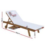 Gardeon 2x Sun Lounge Wooden Lounger Outdoor Furniture Day Bed Wheel Patio White - Image 2