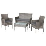 Gardeon 4 Seater Outdoor Sofa Set Wicker Setting Table Chair Furniture Grey - Image 7