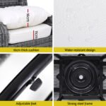 Gardeon 3PC Outdoor Furniture Bistro Set Lounge Wicker Swivel Chairs Table Cushion Grey - Image 6