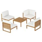 Gardeon 4-Seater Outdoor Sofa Set Wooden Lounge Setting 5PCS - Image 3