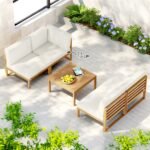 Gardeon 4-Seater Outdoor Sofa Set Wooden Lounge Setting 5PCS - Image 4