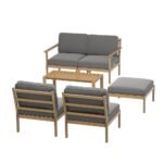 Gardeon 5-Seater Outdoor Sofa Set Wooden Lounge Setting 6PCS - Image 3
