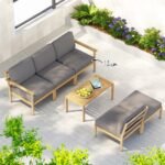 Gardeon 5-Seater Outdoor Sofa Set Wooden Lounge Setting 6PCS - Image 5