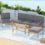 Gardeon 5-Seater Outdoor Sofa Set Wooden Lounge Setting 6PCS - Image 7