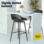 Gardeon 2x Outdoor Bar Stools Plastic Black - Image 5