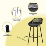 Gardeon 2x Outdoor Bar Stools Plastic Black - Image 6