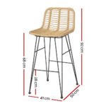 Gardeon 2x Outdoor Bar Stools Rattan Nature - Image 2