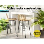 Gardeon 2x Outdoor Bar Stools Rattan Nature - Image 6