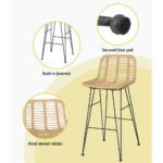 Gardeon 2x Outdoor Bar Stools Rattan Nature - Image 7