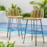 Gardeon 2x Outdoor Bar Stools Rattan Nature - Image 8