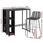 Gardeon Outdoor Bar Set Patio Furniture Dining Chairs Table and Chairs Wicker - Image 2