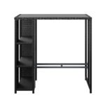 Gardeon Outdoor Bar Table Wicker Dining Bistro Glass Desk Steel Patio Furniture Black - Image 3