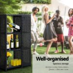 Gardeon Outdoor Bar Table Wicker Dining Bistro Glass Desk Steel Patio Furniture Black - Image 5