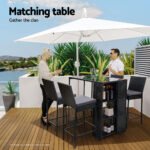 Gardeon Outdoor Bar Table Wicker Dining Bistro Glass Desk Steel Patio Furniture Black - Image 6
