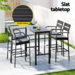 Gardeon Outdoor Bar Set 5-Piece Patio Dining Chairs Aluminium Table Stools - Image 6