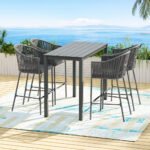 Gardeon 5-Piece Outdoor Bar Set Dining Table Rope Chair Patio Bistro Set - Image 7
