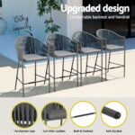 Gardeon 5-Piece Outdoor Bar Set Dining Table Rope Chair Patio Bistro Set - Image 6