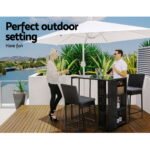 Gardeon 3-Piece Outdoor Bar Set Patio Dining Chairs Wicker Table Stools - Image 4