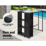 Gardeon 5-Piece Outdoor Bar Set Patio Dining Chairs Wicker Table Stools - Image 5