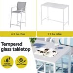 Gardeon 7PCS Outdoor Bar Set Stools Dining Chairs Table Patio Steel Bistro Set White - Image 5