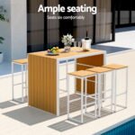 Gardeon 7-Piece Outdoor Bar Set Table Chairs Patio Bistro Set 6 Seater - Image 4