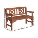 Gardeon Outdoor Garden Bench Wooden Chair 2 Seat Patio Furniture Lounge Natural - Image 2