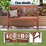 Gardeon Outdoor Garden Bench Wooden Chair 2 Seat Patio Furniture Lounge Natural - Image 4