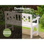 Gardeon Outdoor Garden Bench Wooden Chair 2 Seat Patio Furniture Lounge White - Image 6