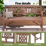 Gardeon Outdoor Garden Bench Wooden Chair 3 Seat Patio Furniture Lounge Natural - Image 4